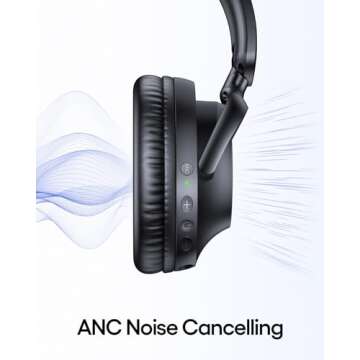 TAGRY Active Noise Cancelling Headphones 100H Playtime Wireless Over Ear Bluetooth Headphones