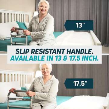 Lunderg Bed Rails for Elderly Adults Safety - with Motion Light & Non-Slip Handle Bar - Bed Railings for Seniors & Surgery Patients - The Bedside Support Assist Cane Makes Getting in & Out Much Easier