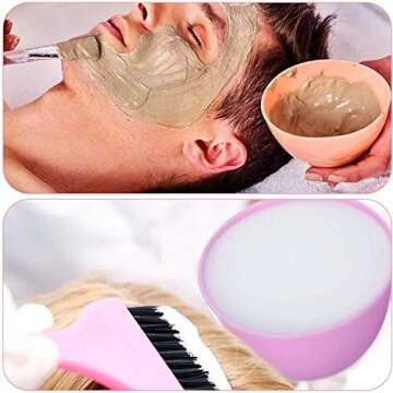 Hulless Silicone Facial Mask Mixing Bowl Set - 5 Pcs Multi Color