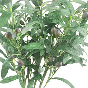 Bird Fiy 4PCS Artificial Olive Plants Branches Fruits Branch Leaves Indoor Outside Home Garden Office Wedding Décor