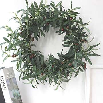 Bird Fiy 4PCS Artificial Olive Plants Branches Fruits Branch Leaves Indoor Outside Home Garden Office Wedding Décor