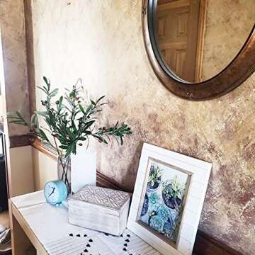 Bird Fiy 4PCS Artificial Olive Plants Branches Fruits Branch Leaves Indoor Outside Home Garden Office Wedding Décor