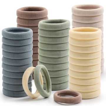 100 Pcs Thick Seamless Hair Ties, Ponytail Holders Hair Accessories No Damage for Thick Hair, Valentine's Day Gifts (Light Theme Colors)