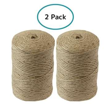 Houseables Jute Twine String, 624 Feet, 2 Rolls (312'/Roll), 2mm, 3 Ply, Brown, Burlap Twill Ribbon, Natural Hemp, Thin Garden Rope, Sisal Decorative Cord, for DIY Craft, Packing, Gifts, Wrapping