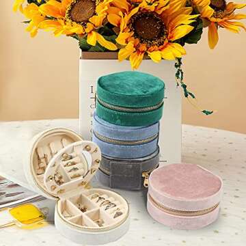 Dajasan Velvet Jewelry Organizer, Mini Travel Jewelry Case, Small Portable Travel Jewelry Organizer ...