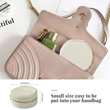 Dajasan Velvet Jewelry Organizer, Mini Travel Jewelry Case, Small Portable Travel Jewelry Organizer Box with Mirror for Earrings Bracelets Rings Necklace (Beige)