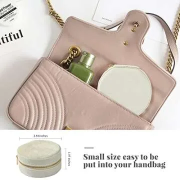 Dajasan Velvet Jewelry Organizer, Mini Travel Jewelry Case, Small Portable Travel Jewelry Organizer Box with Mirror for Earrings Bracelets Rings Necklace (Beige)