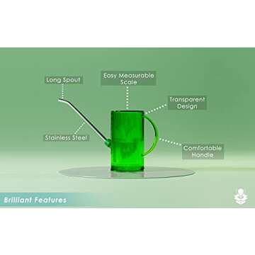 Brilliest Long Spout Plastic Watering Can for Indoor Plants – Clear Measurable Scale – Detachable Spout – Small - Hanging Plants/Houseplants/Succulents/Flowers/Outside Gardening