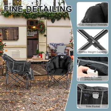 MOPHOTO Heated Camping Chair for Ultimate Outdoor Comfort
