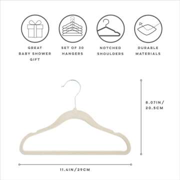 3 Sprouts Velvet Baby Hangers - Non-Slip Hanger for Infant, Toddler, Baby Clothes - Closet Kids Hang...
