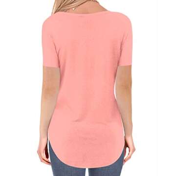 NIASHOT Womens Short Sleeve V-Neck Loose Casual T-Shirts Summer Tops