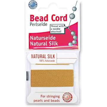 Griffin Bead Cord 100% Natural Silk Amber #8 - Ideal for Jewelry Making
