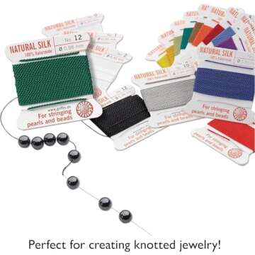 Griffin Bead Cord 100% Natural Silk Amber #8 - Ideal for Jewelry Making