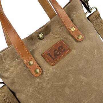 Montana West x Lee Waxed Canvas Tote Bag for Women Leather Top Handle Shoulder Handbag with Adjustable Detachable Wide Strap-Medium LEE51-002KH