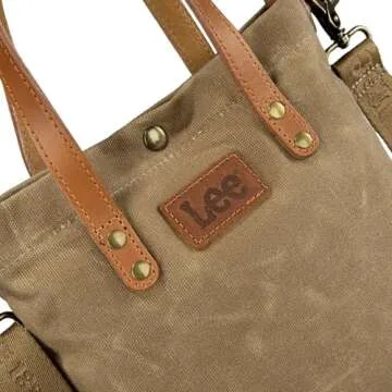Montana West x Lee Waxed Canvas Tote Bag for Women Leather Top Handle Shoulder Handbag with Adjustable Detachable Wide Strap-Medium LEE51-002KH