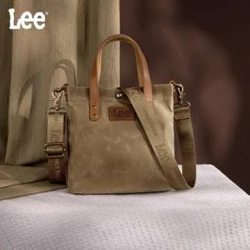 Montana West x Lee Waxed Canvas Tote Bag for Women Leather Top Handle Shoulder Handbag with Adjustable Detachable Wide Strap-Medium LEE51-002KH
