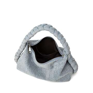 Denim Tote Bag Clutch Stylish Handwoven Carryall for Women