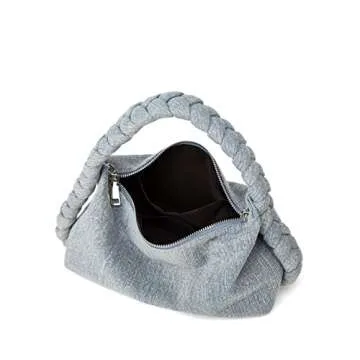 Denim Tote Bag Clutch Stylish Handwoven Carryall for Women