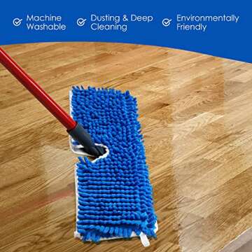 Microfiber Mop Pads, Flip Mop Refills, Dust Mop Replacement Head, Microfiber Mop Head, Dust Mop Head, Mop Covers Washable, Flat Mop Replacement Pads, Floor Mop Pads, Dry, Wet, Reusable, 18 Inch, 3 PK