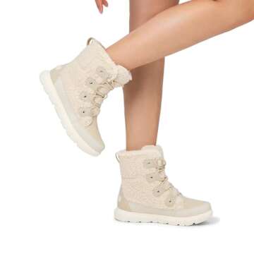 DREAM PAIRS Womens Winter Boots Cozy Faux Fur Anti-Slip Snow Boots Lace Up Comfort Stylish Ankle Booties for Cold Weather City Walk,Size 7.5,Beige-Furry,SDSB2404W