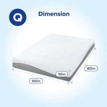 Olee Sleep Queen Mattress, 10 Inch Gel Memory Foam Mattress, Gel Infused for Comfort and Pressure Re...