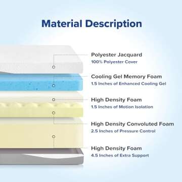 Olee Sleep 10 Inch Queen Gel Memory Foam Mattress Comfort