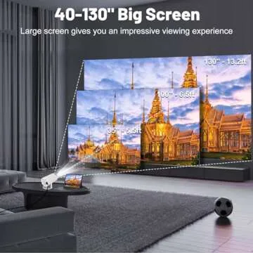 Mini Projector with WIFI 6 and Bluetooth, 4K 1080P Support Portable Projector 180° Rotatable 130'' Screen Movie Projector Auto Keystone Compatible for Laptop, PC, Smartphone (White)