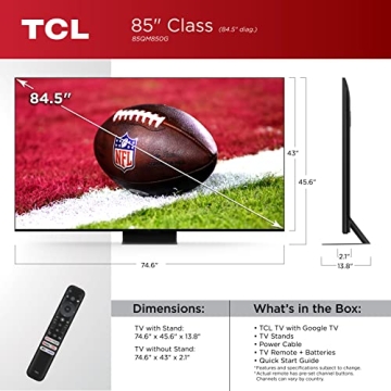 TCL 85-Inch QM8 QLED 4K Smart Mini LED TV - Gaming & More