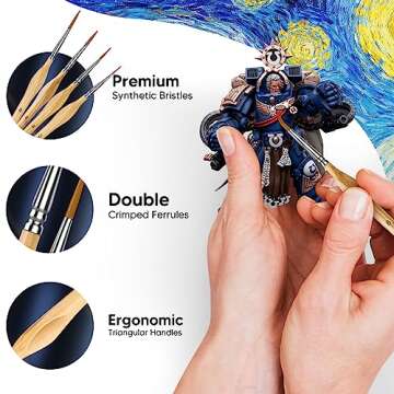 Miniature Paint Brushes, 10PC Fine Detail Paint Brush Set, Mini Small Painting Brushes for Art, Craf...
