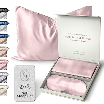Silk Pillowcase Set - Pink Quartz Queen with Eye Mask