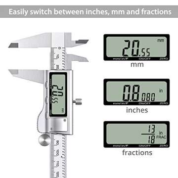 Proster Digital Vernier Caliper 6inch 150mm - Electronic Caliper Fraction/Inch/Metric Dial Caliper for Length Width Depth Inner Outer Diameter, with 32 Feeler Gauges