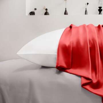 EXQ Home Silky Satin Pillowcase for Hair and Skin,Soft Cooling Pillow Cases Queen Size Set of 2 Satin Pillow Case with Envelope Closure Red