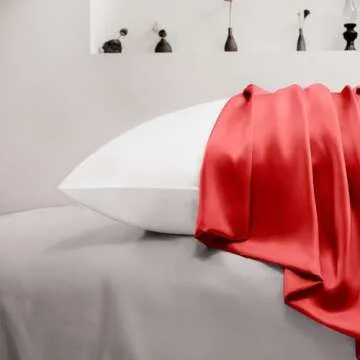 EXQ Home Silky Satin Pillowcase for Hair and Skin,Soft Cooling Pillow Cases Queen Size Set of 2 Satin Pillow Case with Envelope Closure Red