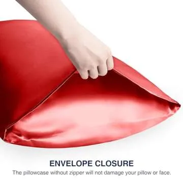 EXQ Home Silky Satin Pillowcase for Hair and Skin,Soft Cooling Pillow Cases Queen Size Set of 2 Satin Pillow Case with Envelope Closure Red