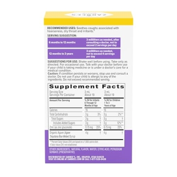 Zarbee's Baby Cough Syrup with Organic Agave for Kids