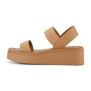 CUSHIONAIRE Women's Pilar Stretch Platform Sandal - Tan