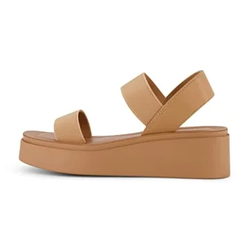 CUSHIONAIRE Women's Pilar Stretch Platform Sandal - Tan