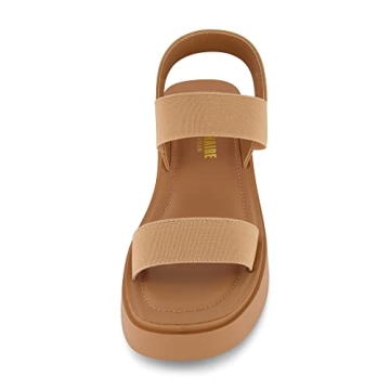 CUSHIONAIRE Women's Pilar Stretch Platform Sandal - Tan