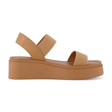 CUSHIONAIRE Women's Pilar Stretch Platform Sandal - Tan