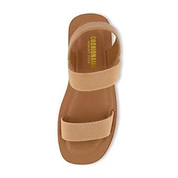 CUSHIONAIRE Women's Pilar Stretch Platform Sandal - Tan