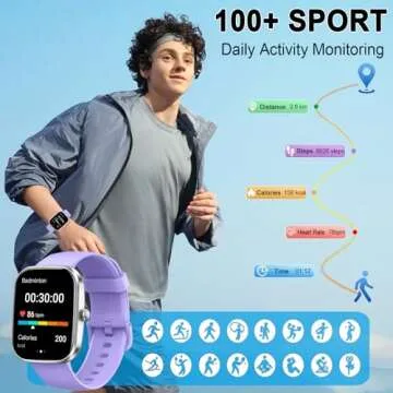 Smart Watch(Answer/Make Call), 1.91" Smartwatch for Men Women, New Fitness Watch with 110+ Sport Modes, Fitness Activity Tracke with Pedometer/Sleep Monitor/Heart Rate/IP68 Waterproof, Silver Purple