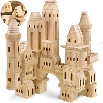 FAO Schwarz 75 Piece Wooden Castle Building Blocks Set