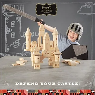 FAO Schwarz 75 Piece Wooden Castle Building Blocks Set