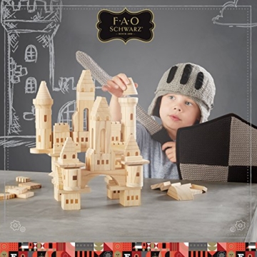 FAO Schwarz 75 Piece Wooden Castle Building Blocks Set