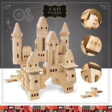 FAO Schwarz 75 Piece Wooden Castle Building Blocks Set