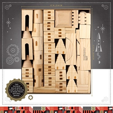 FAO Schwarz 75 Piece Wooden Castle Building Blocks Set