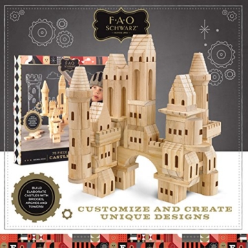 FAO Schwarz 75 Piece Wooden Castle Building Blocks Set