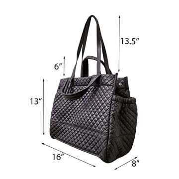 CLARANY Quilted Lightweight Shoulder Tote for Gym Travel