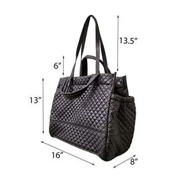 CLARANY Quilted Lightweight Shoulder Tote for Gym Travel