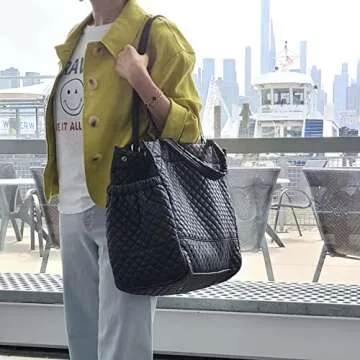 CLARANY Quilted Lightweight Shoulder Tote for Gym Travel